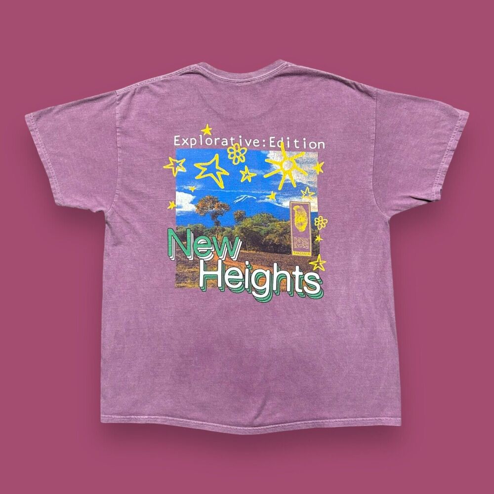 Vintage Tanzania Shirt Garment Dyed Tee 90s Nature Travel Cotton XL Purple